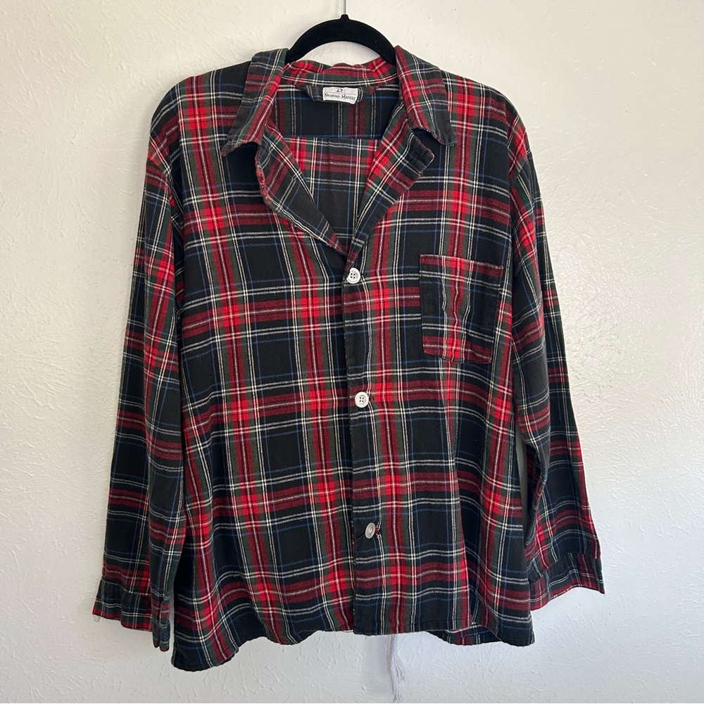 Neiman Marcus Vintage Plaid Pajama Top and Pants Set Christmas Cozy Lounge XL